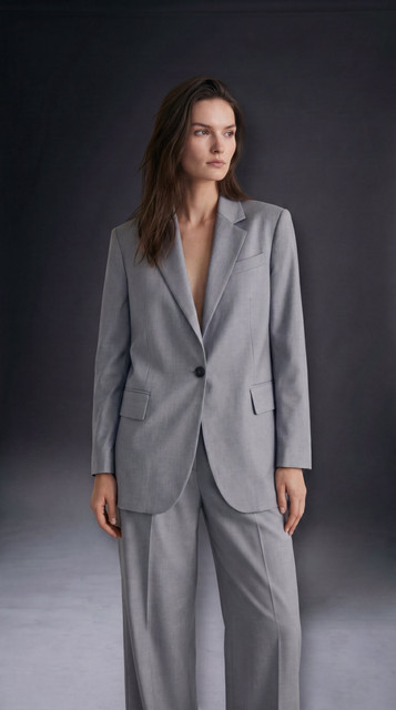 Modern Grey Suit Styling: Confident Studio Editorial Photoshoot References