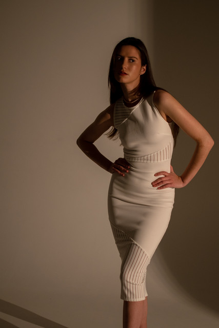 Elegant White Knit Dress Studio Campaign: Modern Minimalist Styling Reference Set