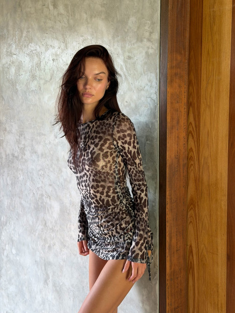 Sheer Leopard Mini Dress Resort Styling Reference Photo Set: Modern Elegance in Soft Daylight