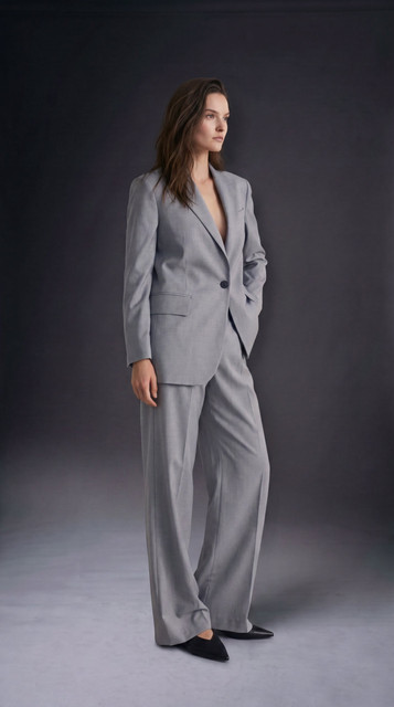 Modern Grey Suit Styling: Confident Studio Editorial Photoshoot References