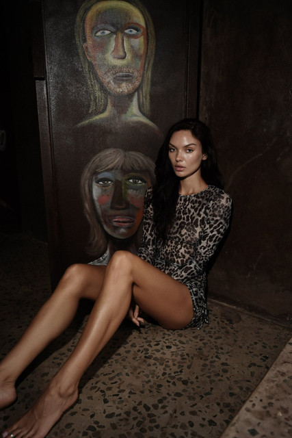 Sheer Leopard Print Dress Editorial Photoshoot References: Dark Glamour & Rustic Chic