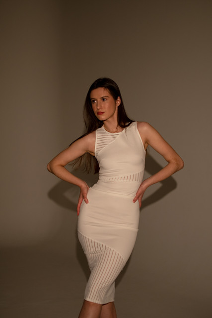 Elegant White Knit Dress Studio Campaign: Modern Minimalist Styling Reference Set