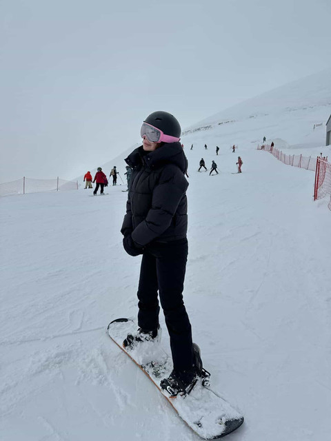 Snowy Mountain Activewear: Black Puffer & Goggles Winter Sports Fashion Styling Reference Set