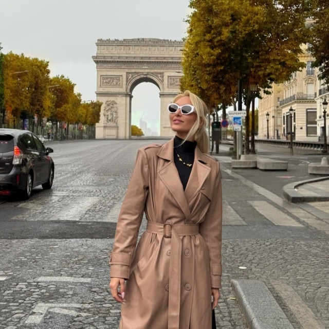 Editorial Parisian Autumn Style: Faux Leather Trench Coat Outfit Reference Photo Set