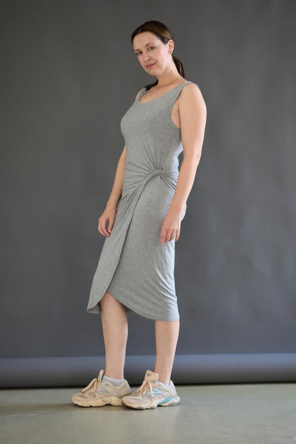 Editorial Ribbed Knit Midi Dress & Sneakers Styling Reference Photo Set