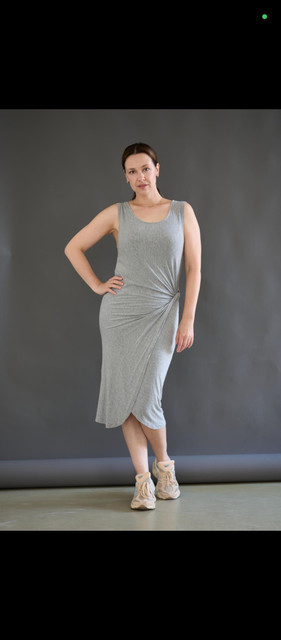 Effortless Chic Grey Knit Midi Dress Outfit Styling Reference Photo Set