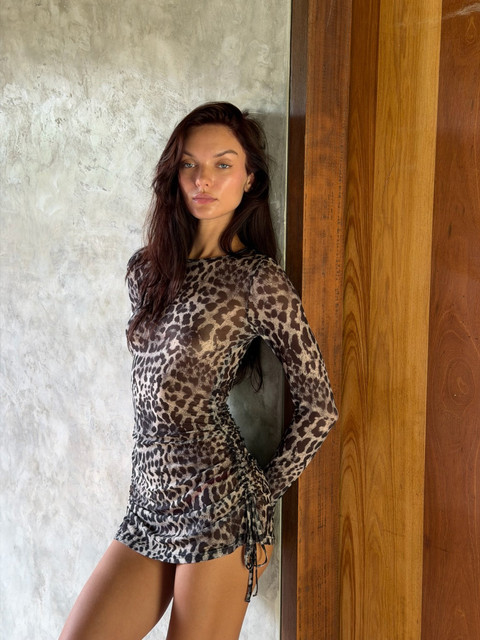 Sheer Leopard Mini Dress Resort Styling Reference Photo Set: Modern Elegance in Soft Daylight