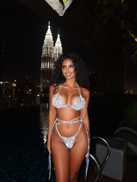 Sparkling Sequin & Crystal Bikini Editorial Photoshoot Pack: Nighttime Luxury Resort