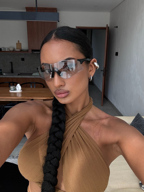 Modern Resort Wear Styling Idea: Camel Halter Top & Silver Accessories Photo Set