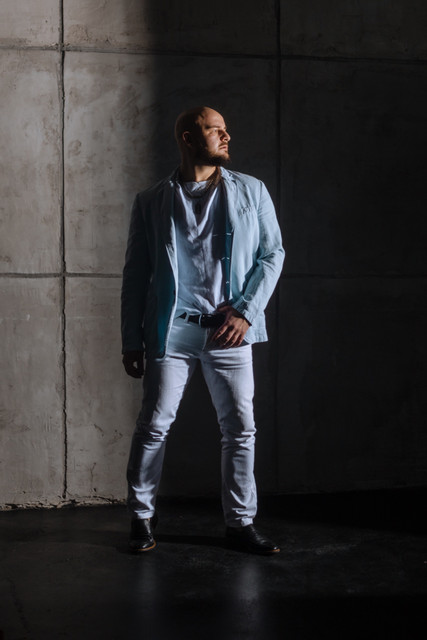 Urban Sophistication: Light Blue Blazer & White Jeans Menswear Styling Reference Set
