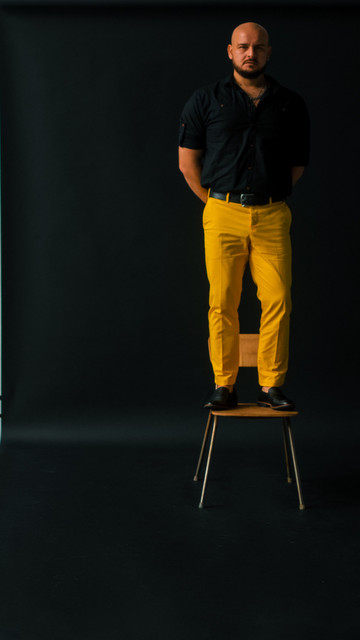 Modern Menswear Studio Styling Reference Set: Bold Yellow & Black Contrast