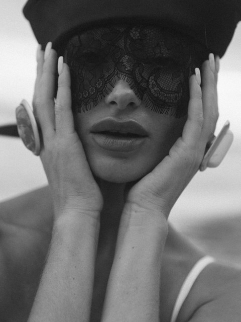 Mysterious Lace Mask & Veil Editorial Photoshoot References: Coastal Chic Styling