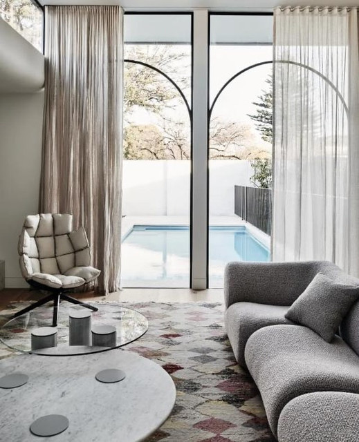 Modern Resort Lifestyle Photo Set: Chic Indoor-Outdoor Living with Pool View