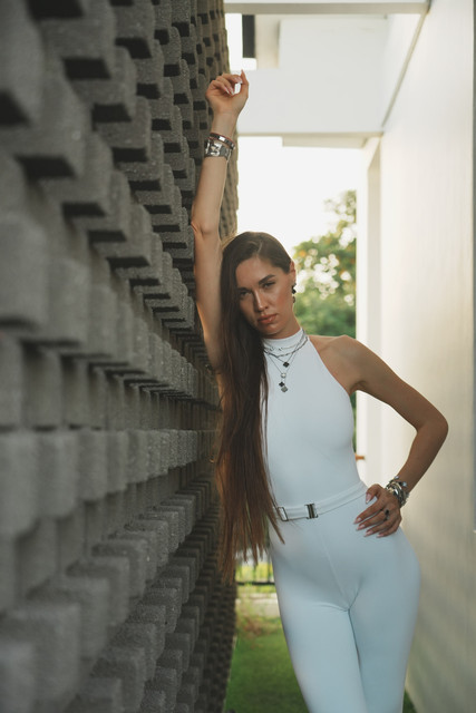 Editorial White Jumpsuit Styling: Modern Resort Fashion Photo Set