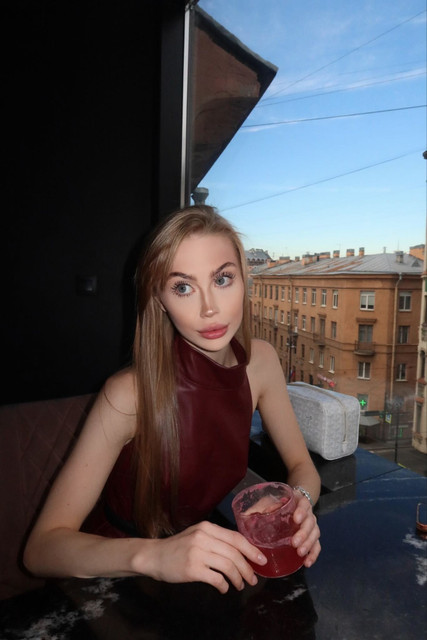 Urban Cafe Chic: Burgundy Leather Dress Styling Reference Photo Set